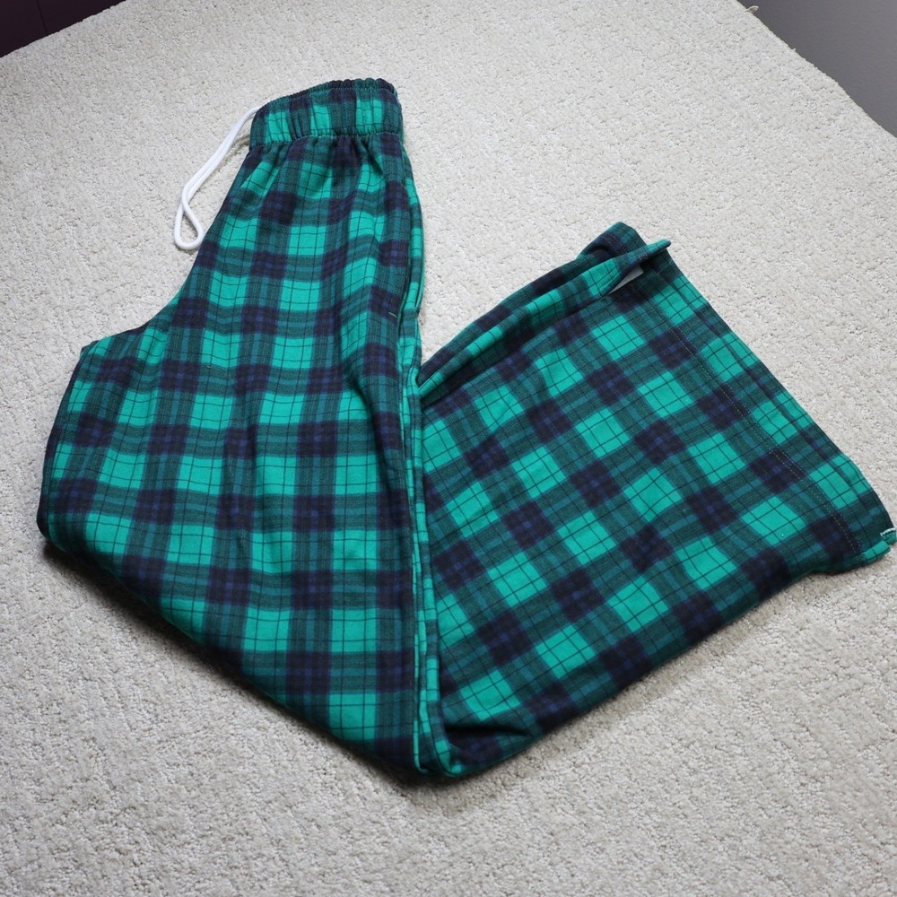 Grayson Threads Green Navy Plaid Pajama Pants Fleece Lounge Bottoms XS